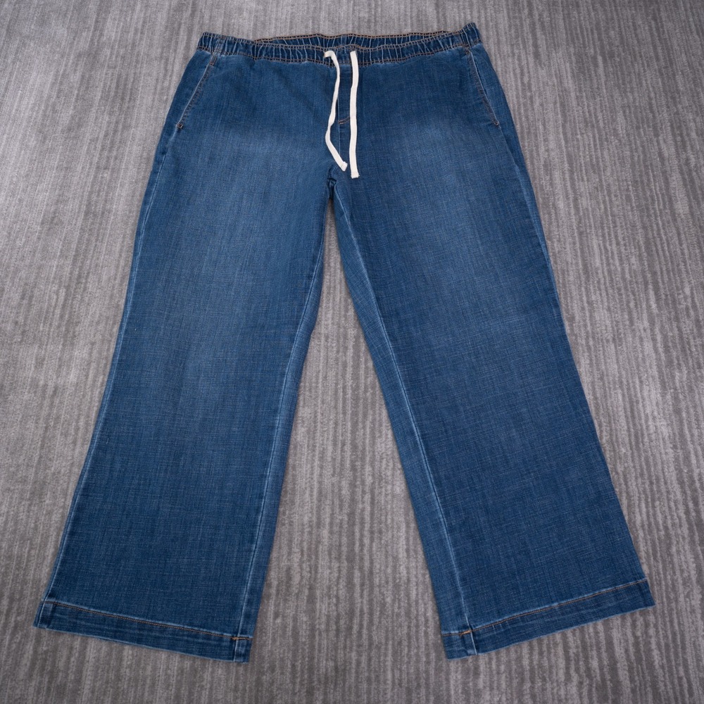 Buffalo David Bitton Wide Leg Jean Womens XXL Blue Excellent Pull-On Drawstring